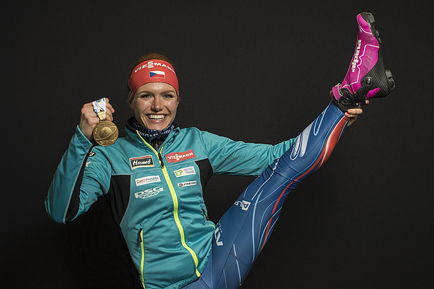 Gabriela Koukalova got the first gold medal in World Championship